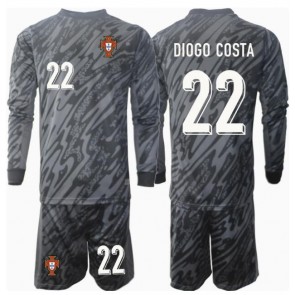 Portugal Diogo Costa #22 Målvakt Borta Kläder Barn EM 2024 Långärmad (+ Korta byxor)